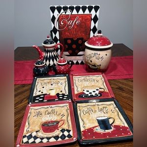 9 piece Coffee themed table decor